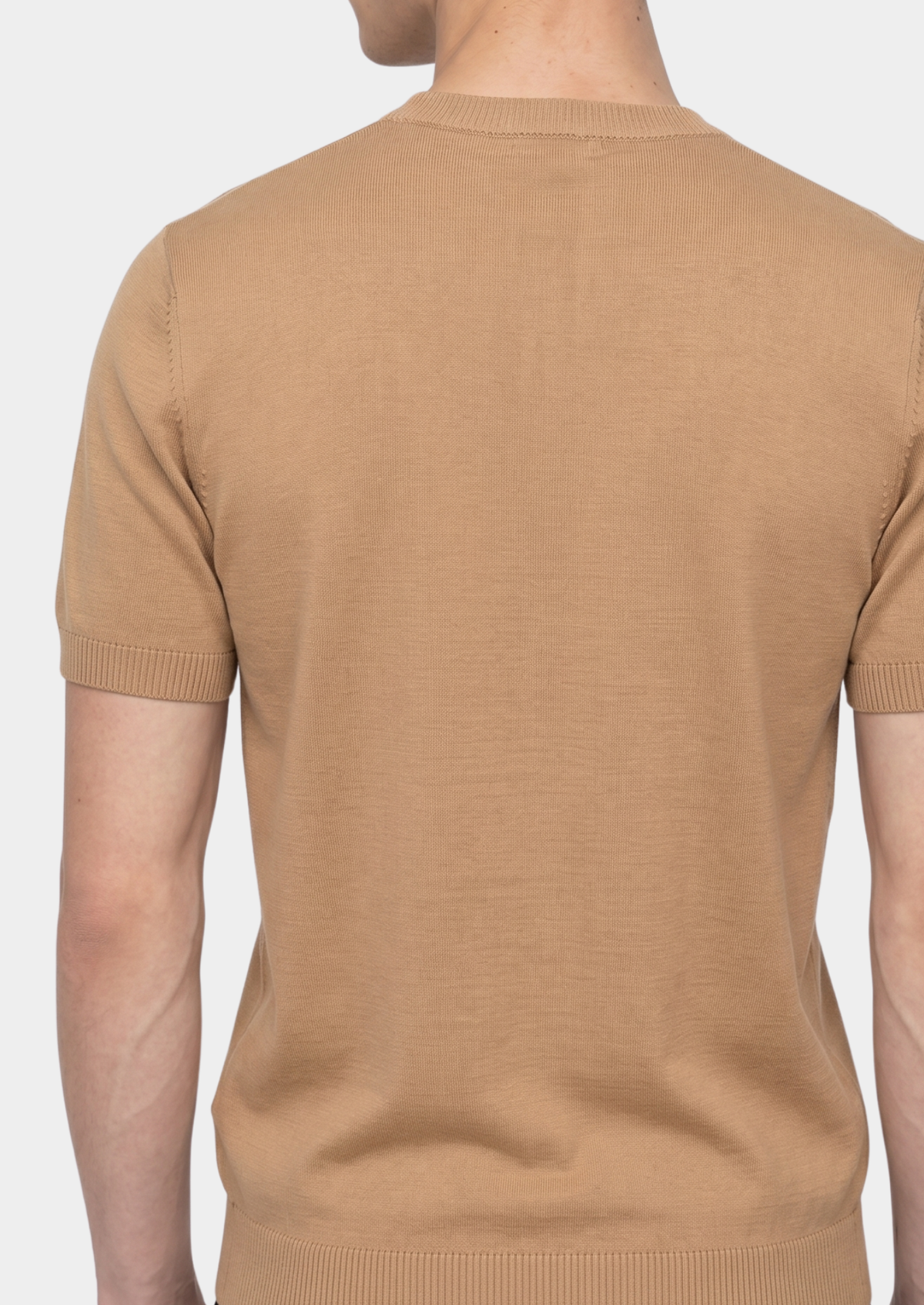 T-Shirt essentiel col rond en maille beige