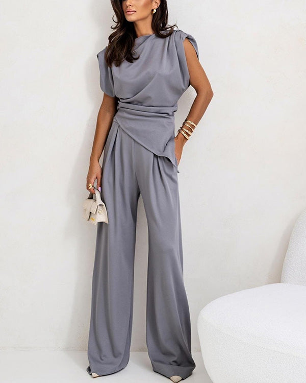 Ensemble Top Asymétrique et Pantalon Large