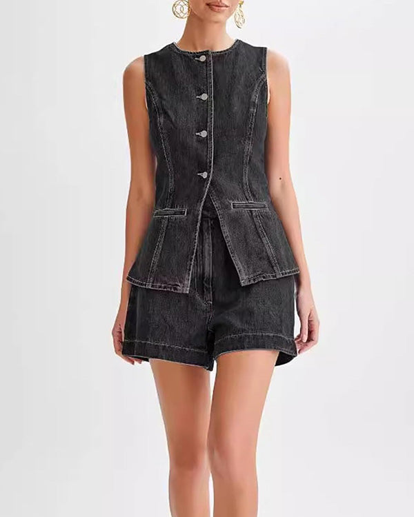 Ensemble Débardeur en Denim et Short en Jean