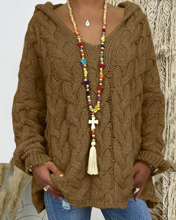 Pull à Capuche Style Rétro Artisanal
