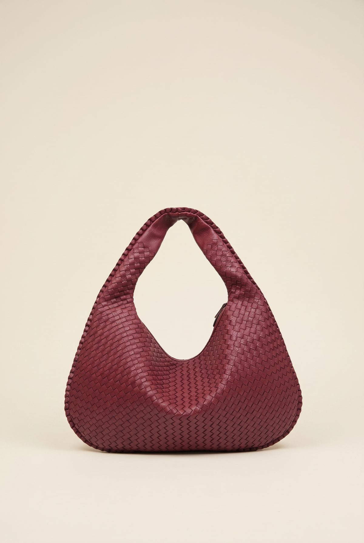XL Woven Leather Bag — Wine