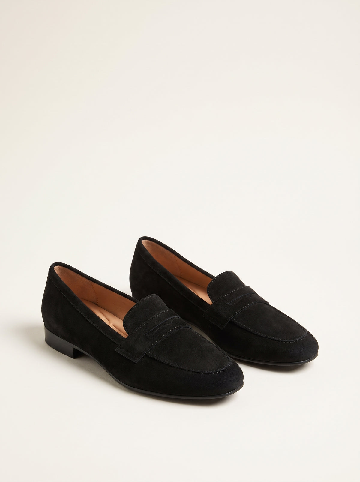Adira Square-Toe Faux Suede Loafers — Black