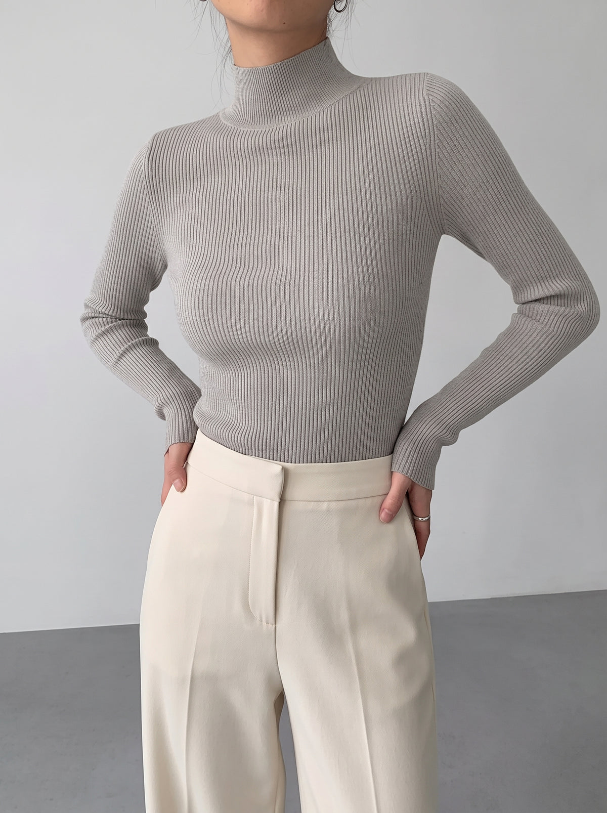 Jessa Ribbed Long Sleeve Top — Gray