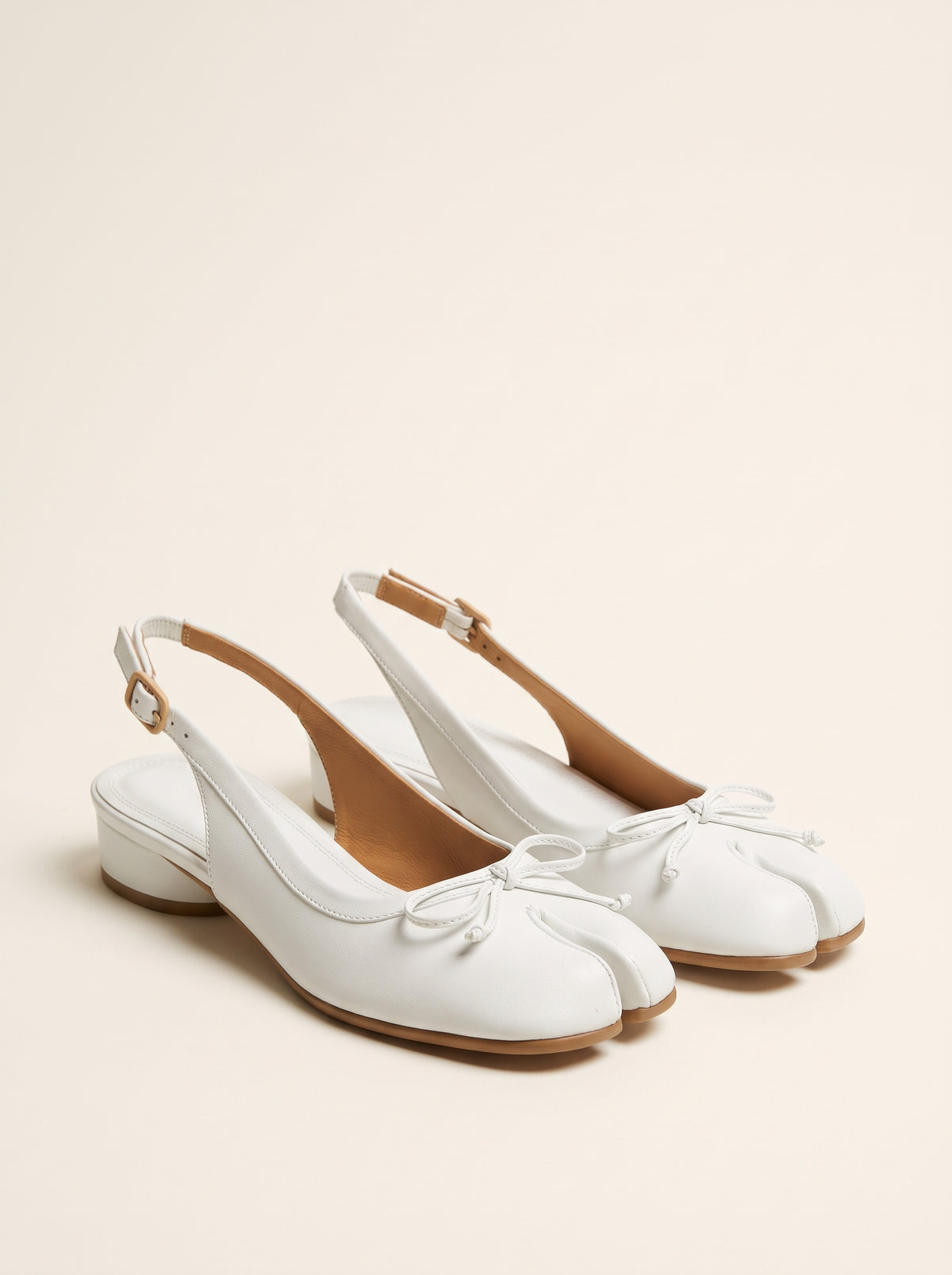 Miriam Split-Toe Mary Jane Heels — White