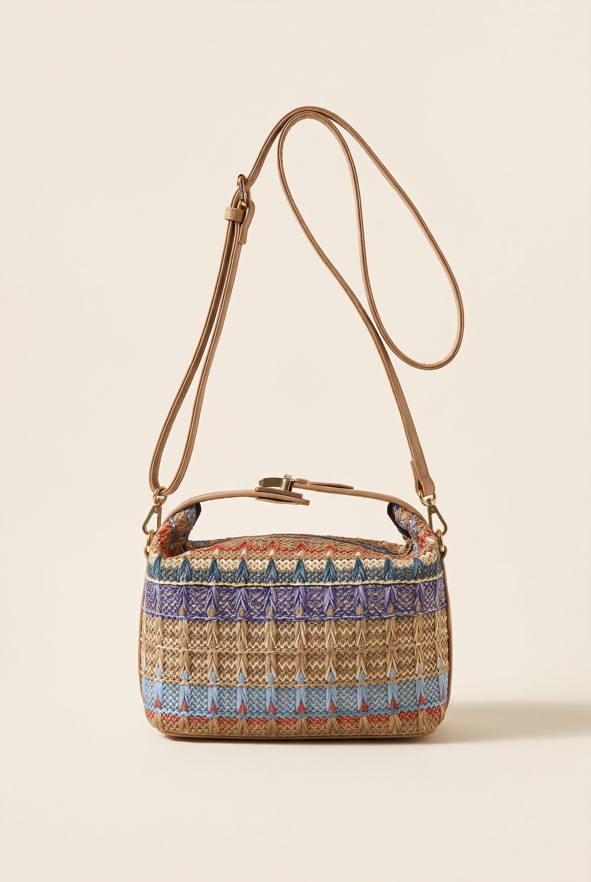 Raphaela Woven Raffia Hobo Bag — Brown