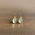 Boucles d'oreilles vintage pierre de lune verte