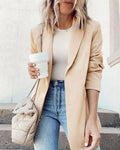 Veste Tailleur Blazer à Revers, Coloris Simple