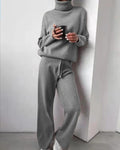 Ensemble Pull Col Roulé et Pantalon Tricot, 2 Pièces