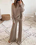 Ensemble Pull et Pantalon Large en Tricot, 2 Pièces