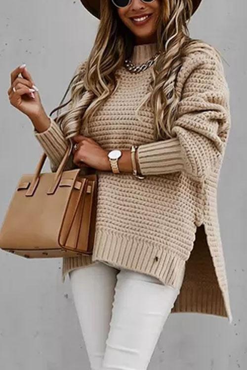 Pull Torsadé Fendu, Coupe Ample