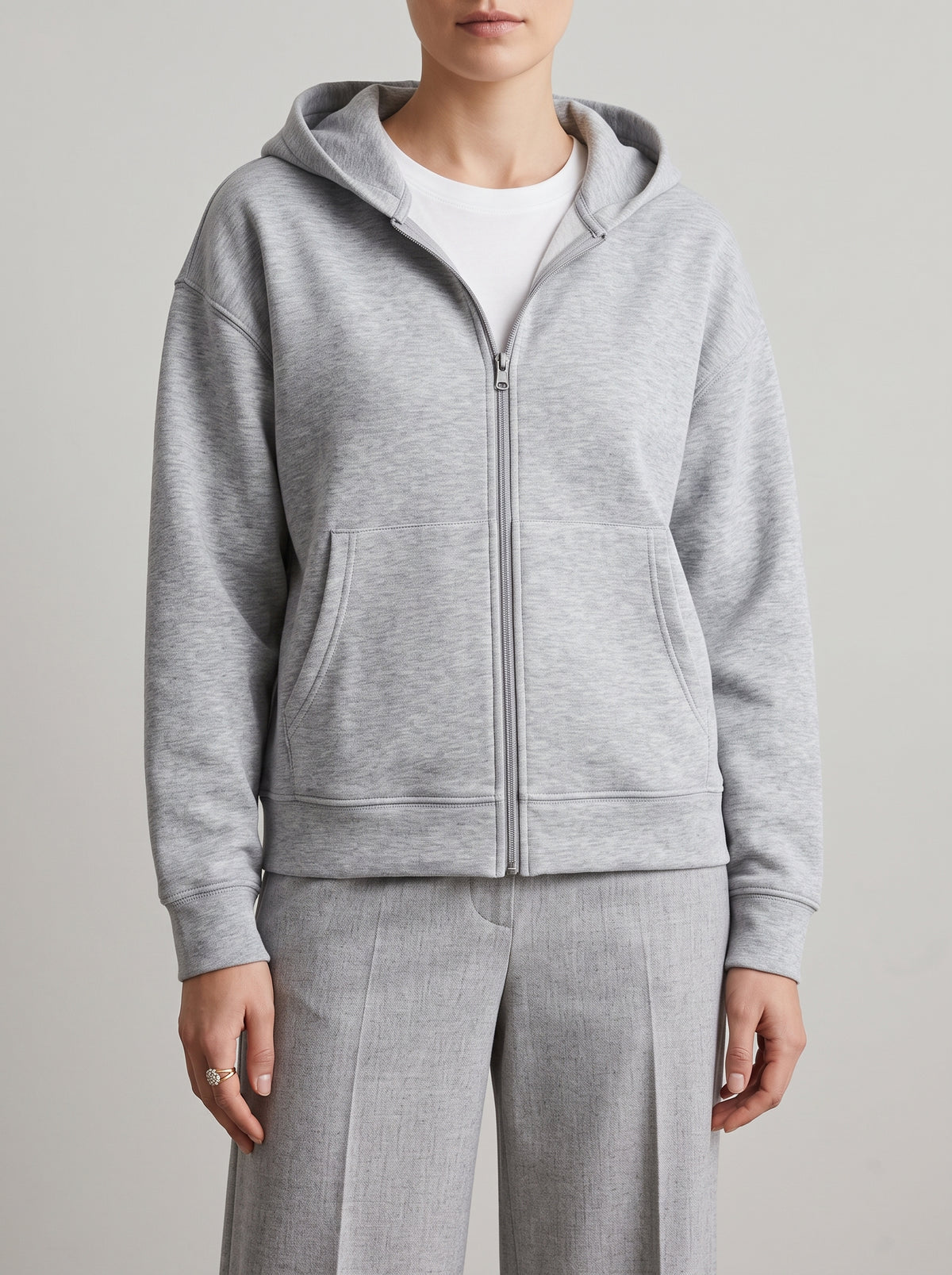 Eveline Zip-Through Hoodie - Light Grey
