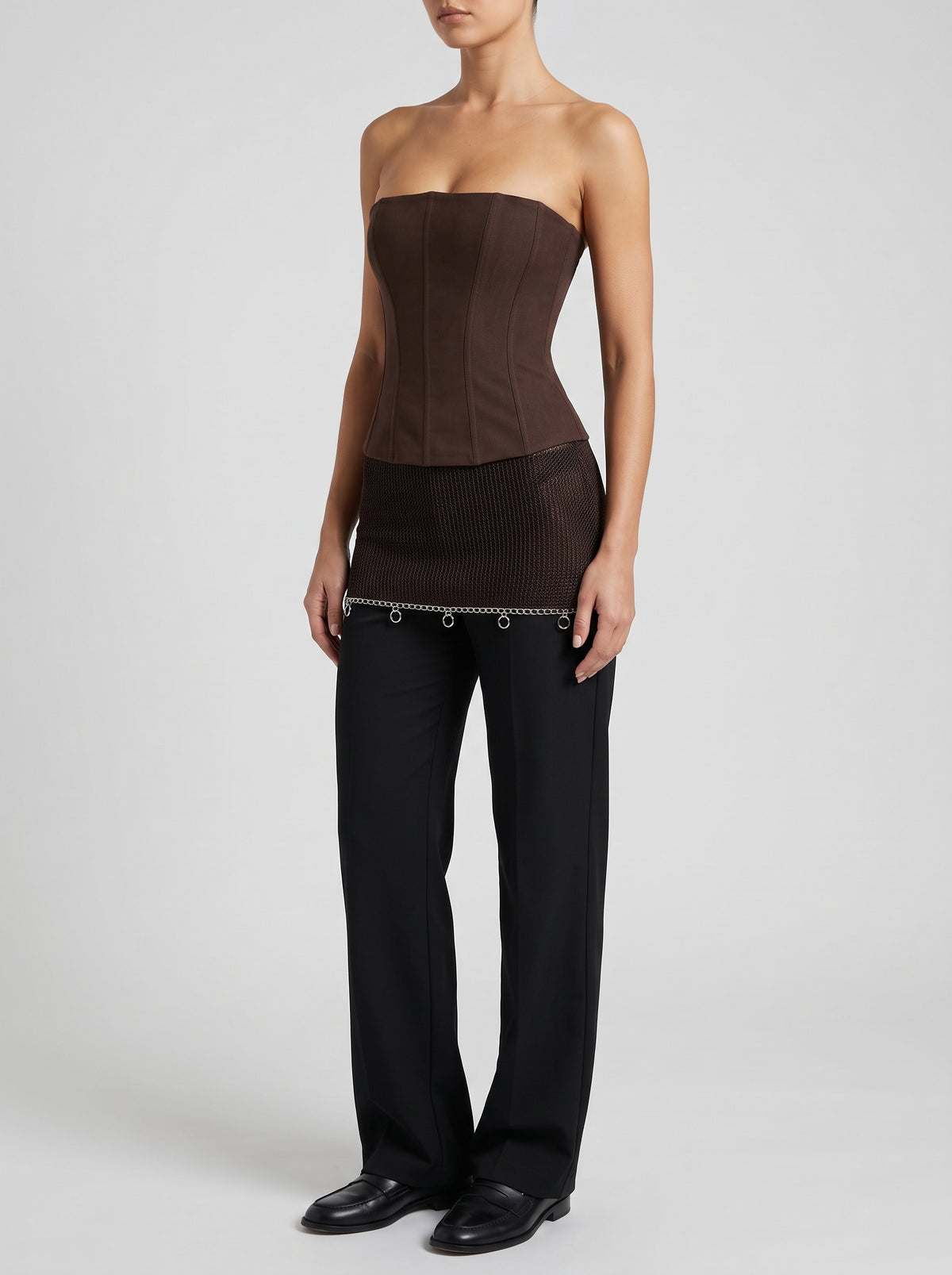 Priscille Boned Corset Top - Brown