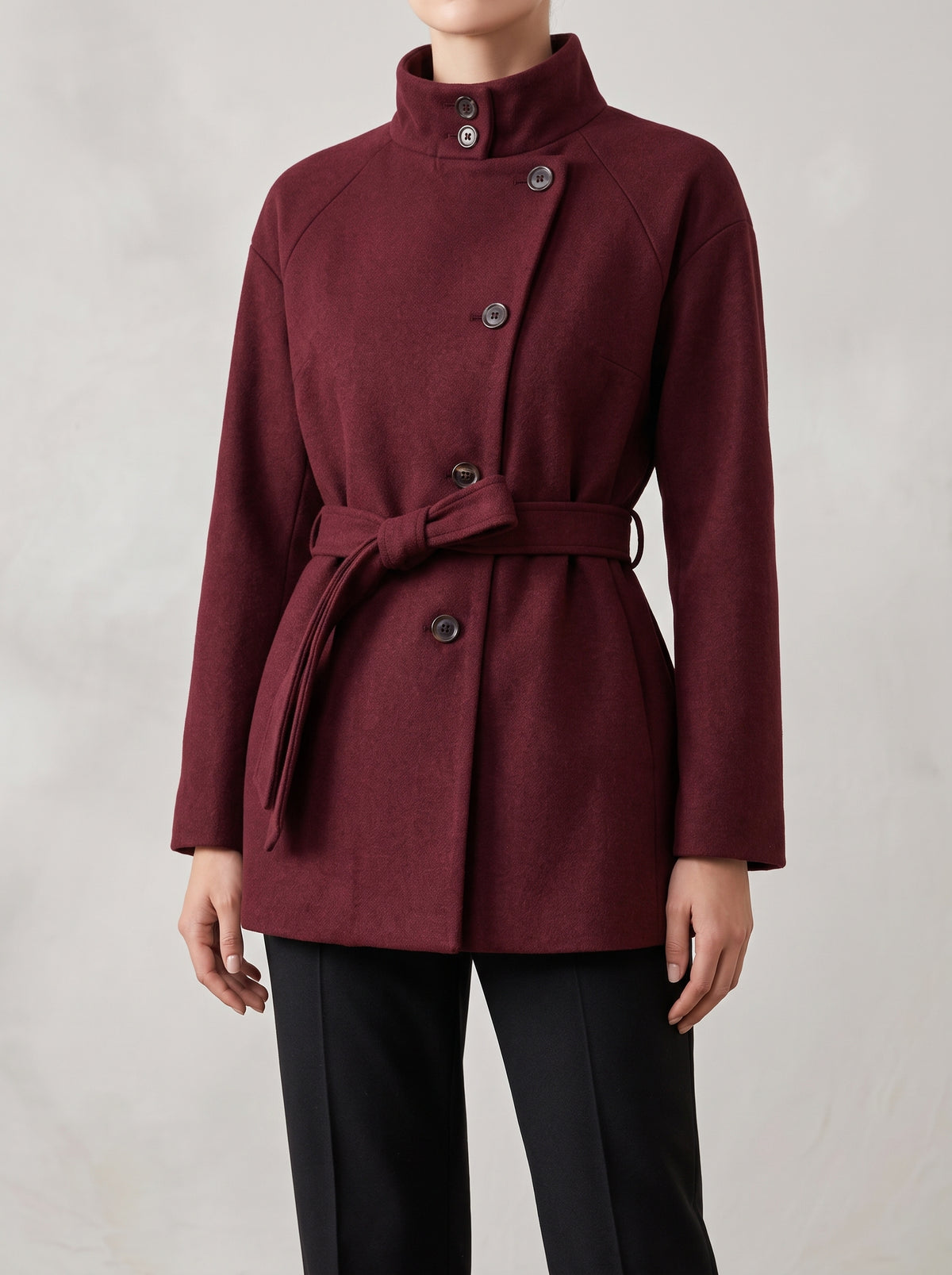 Jolina Belted Knit Coat — Red