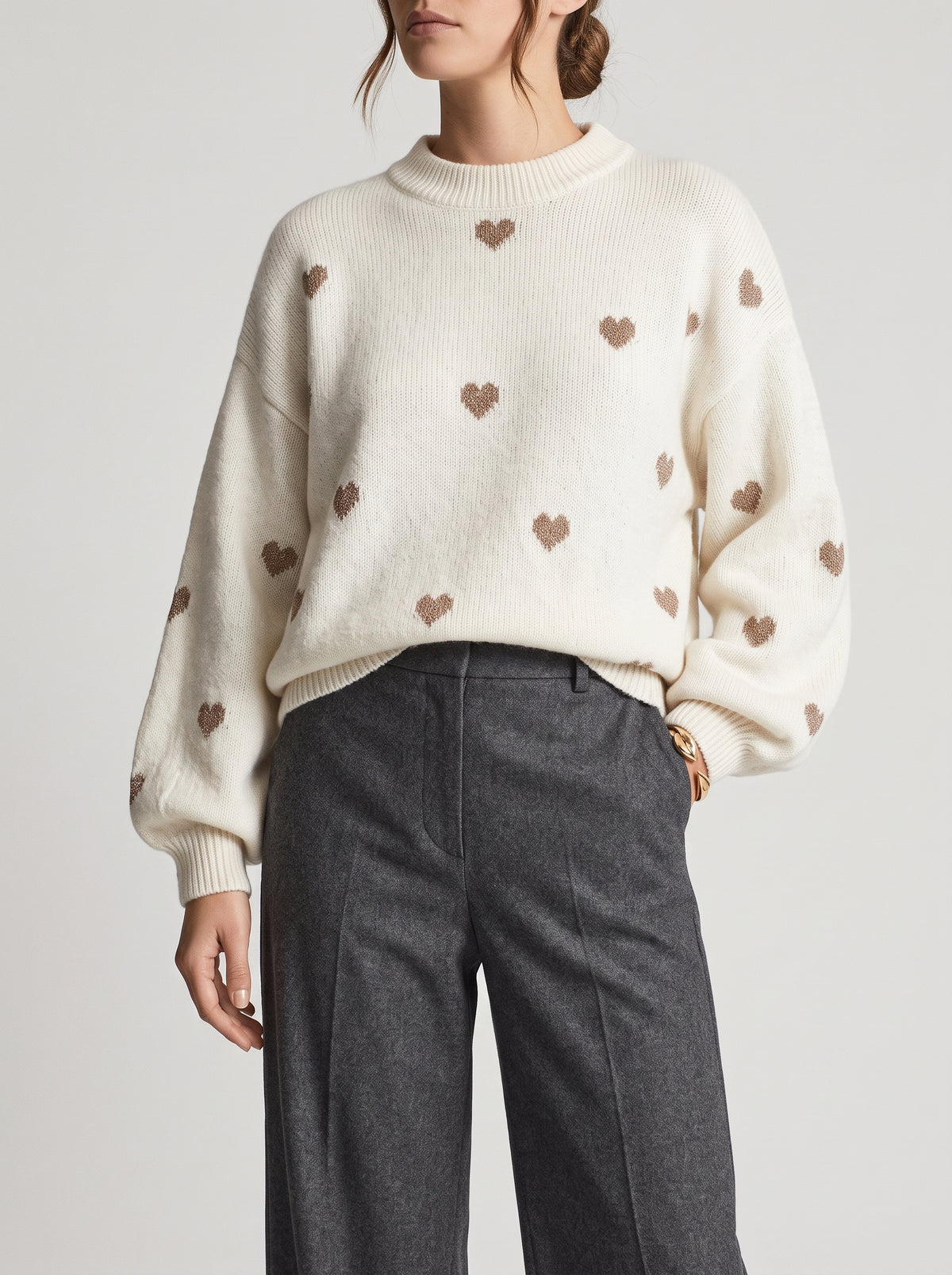 VIOLETTE — Heart Print Jumper - White