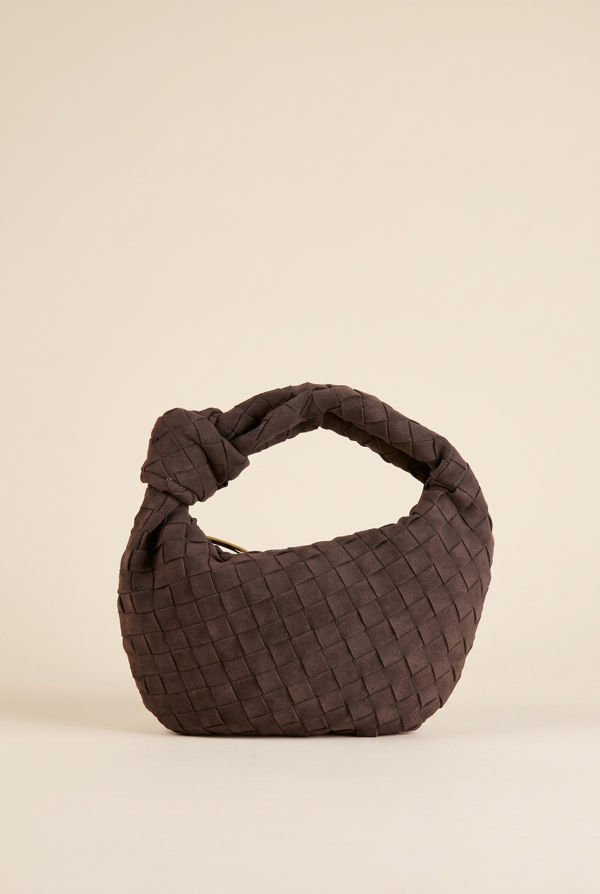 Mini Woven Faux Suede Knot Bag