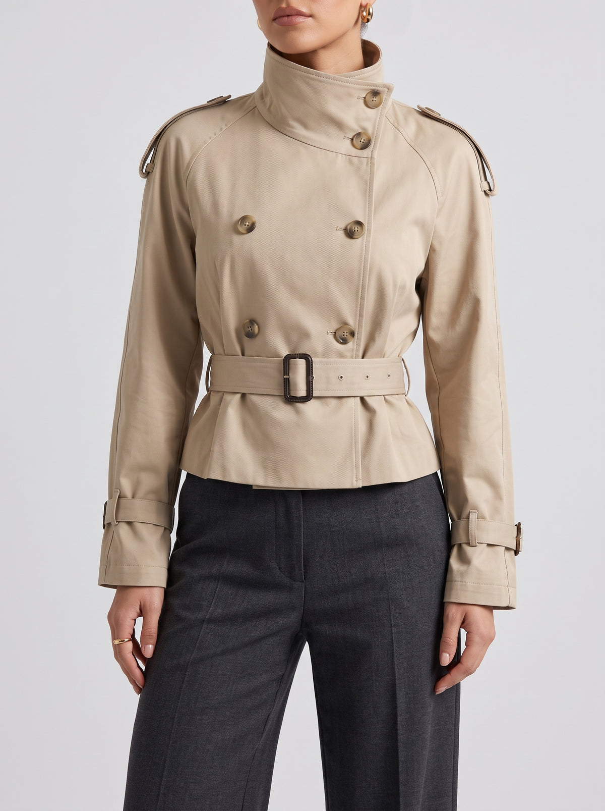 Linda Long Belted Waterproof Trench Coat