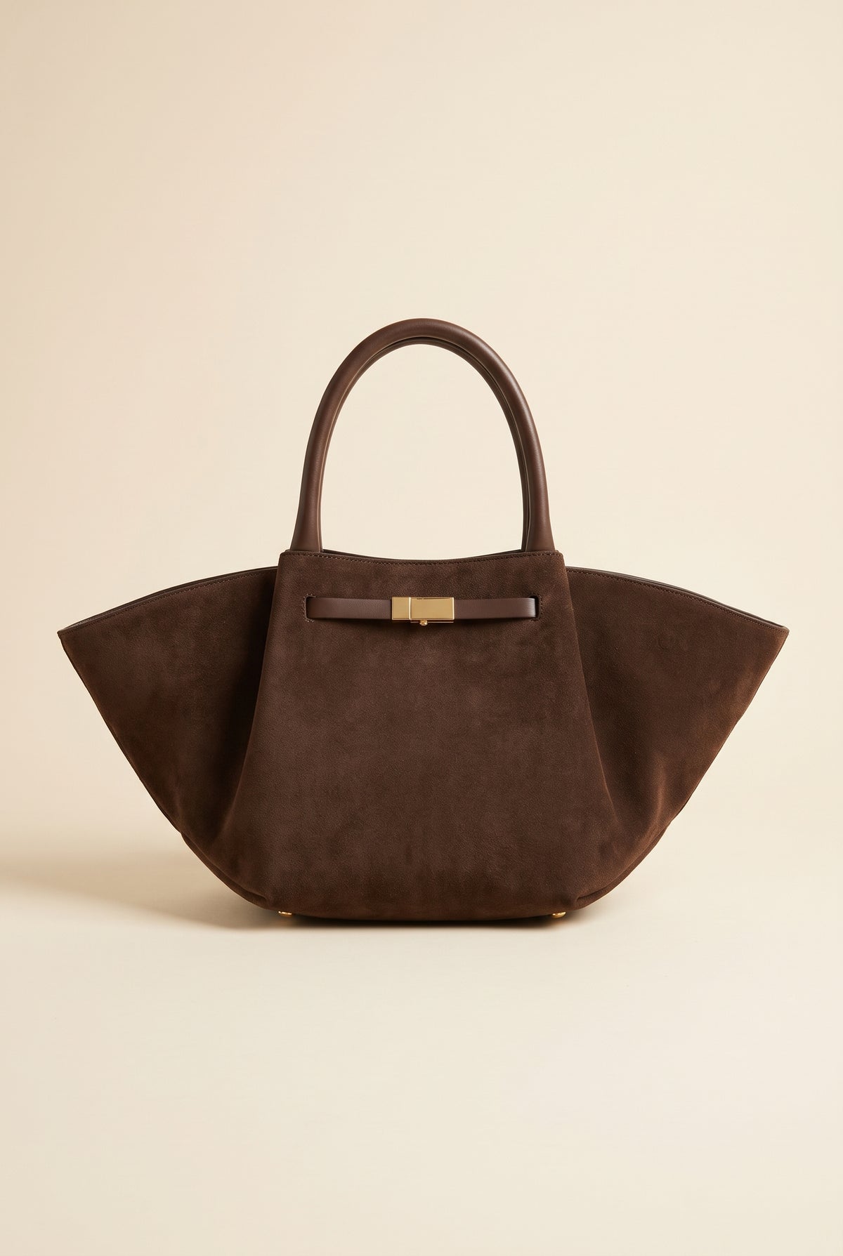 Melanie Faux Suede Tote with Gold-Tone Clasp