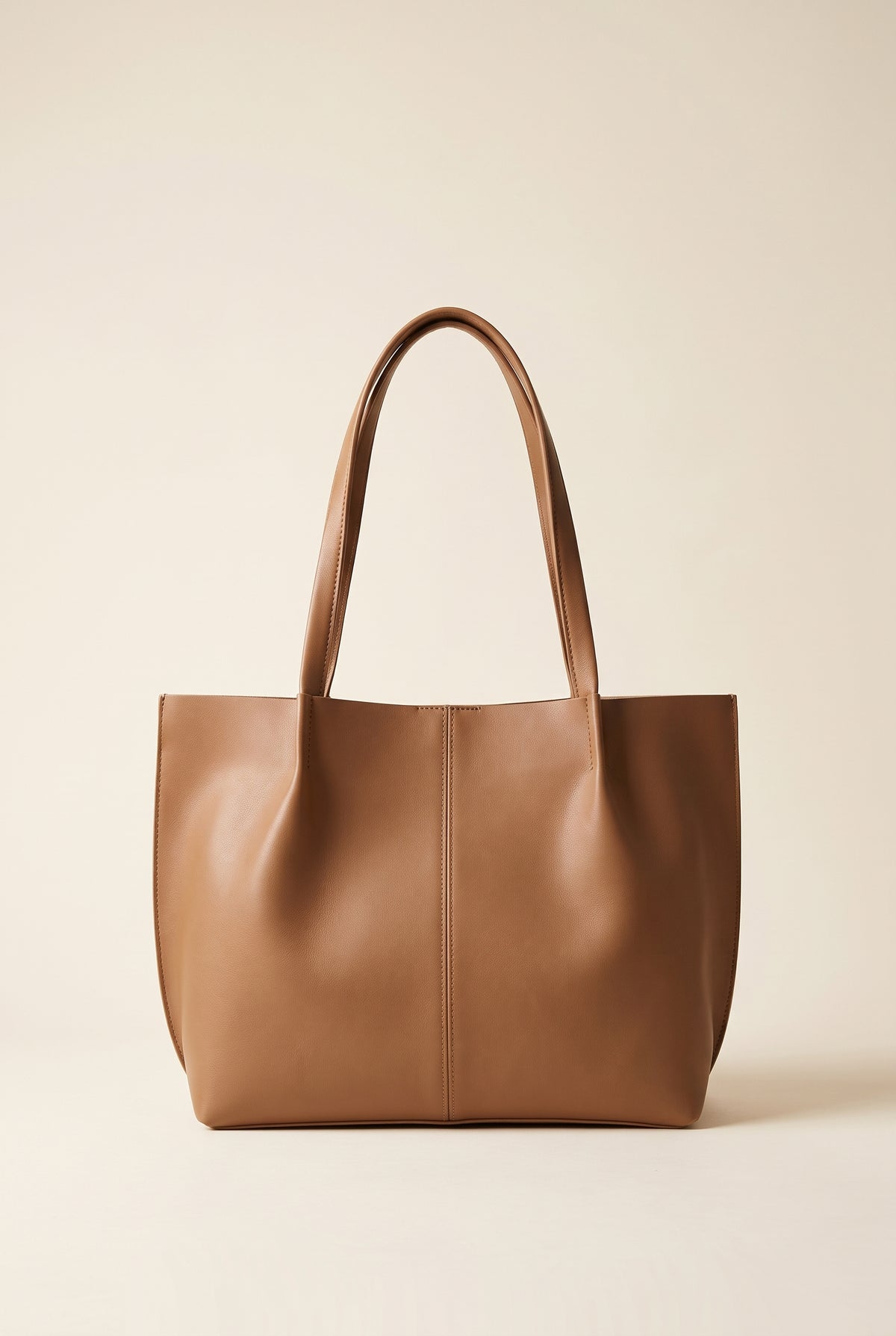 Calista Faux Leather Tote — Brown