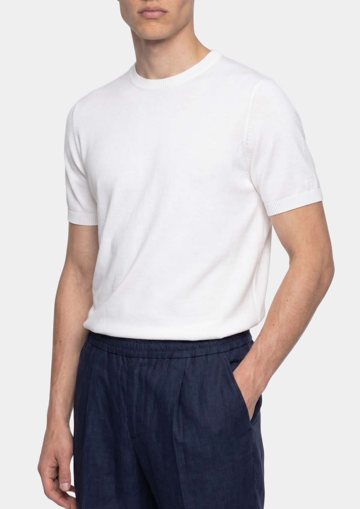T-Shirt essentiel col rond en maille blanc