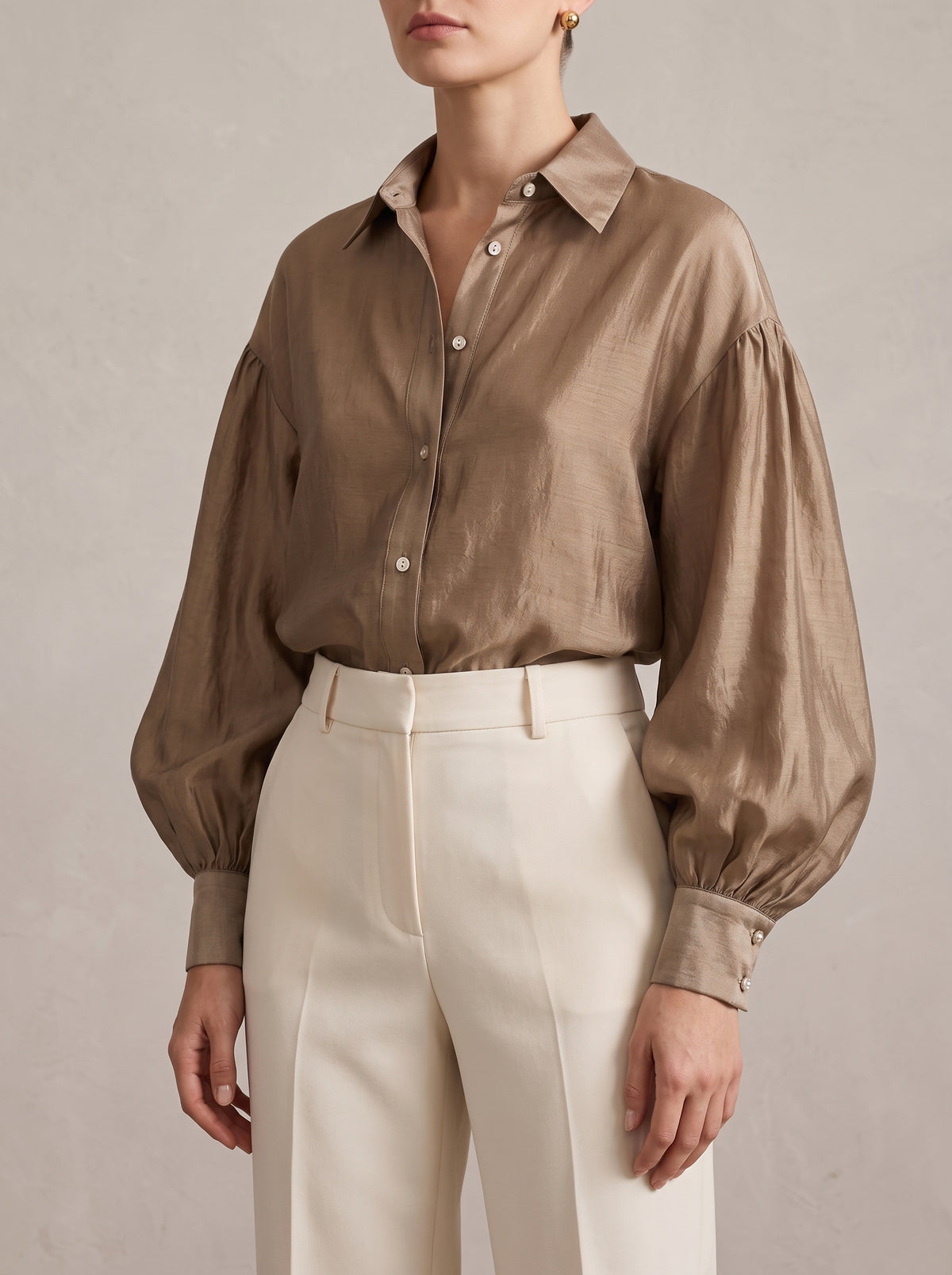 Patricia Sheer Long Sleeve Blouse — Brown