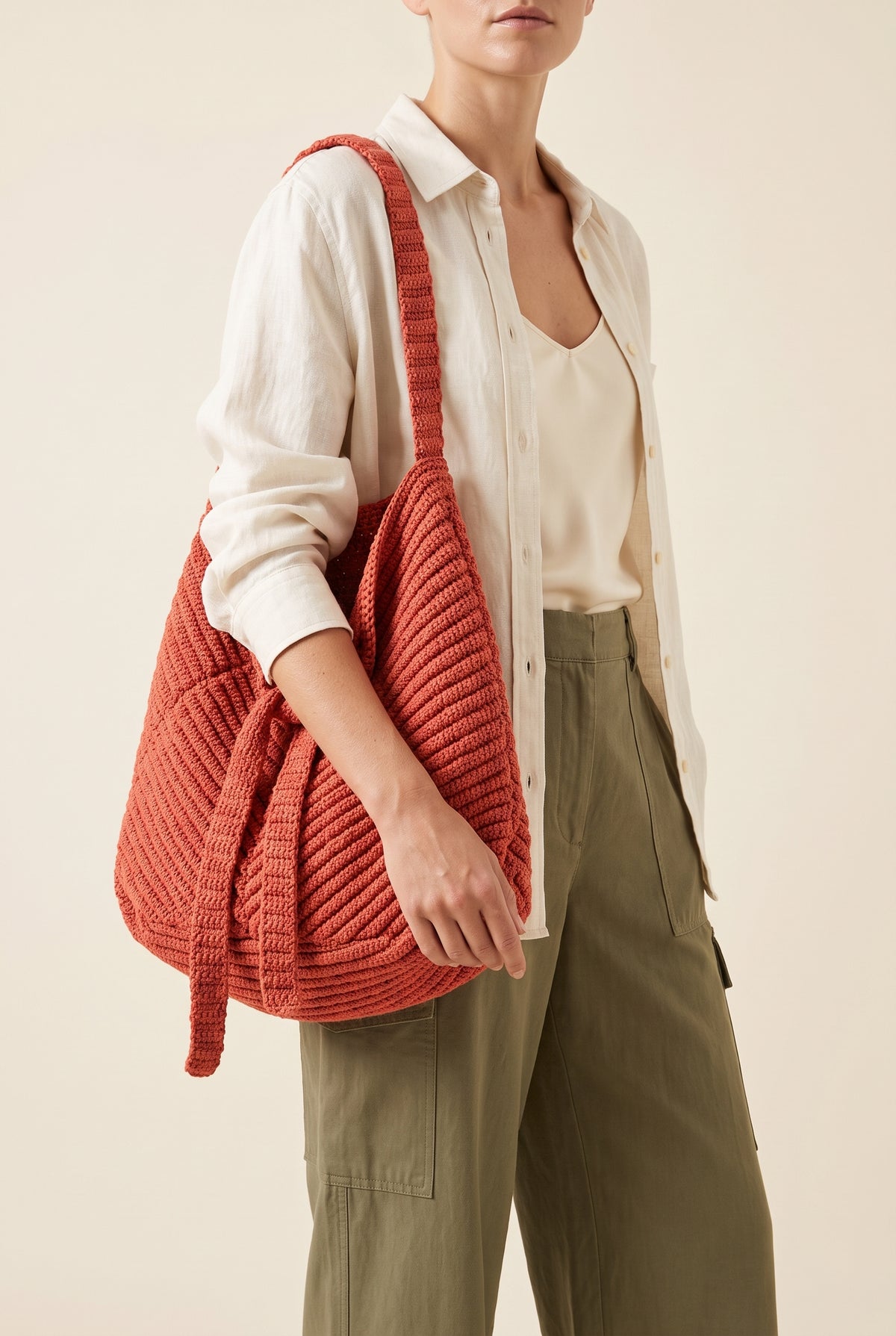 Sac porté épaule Morgan en maille douce, vue portée