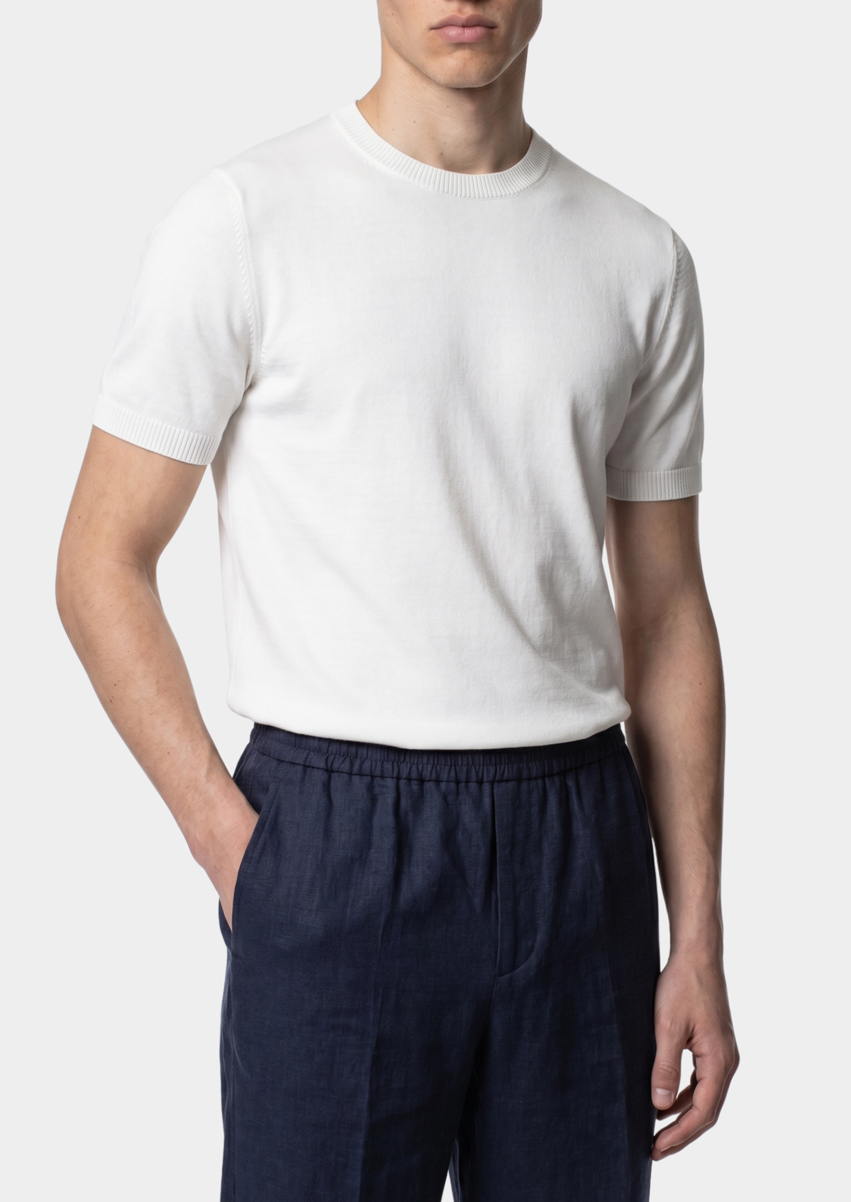T-Shirt essentiel col rond en maille blanc