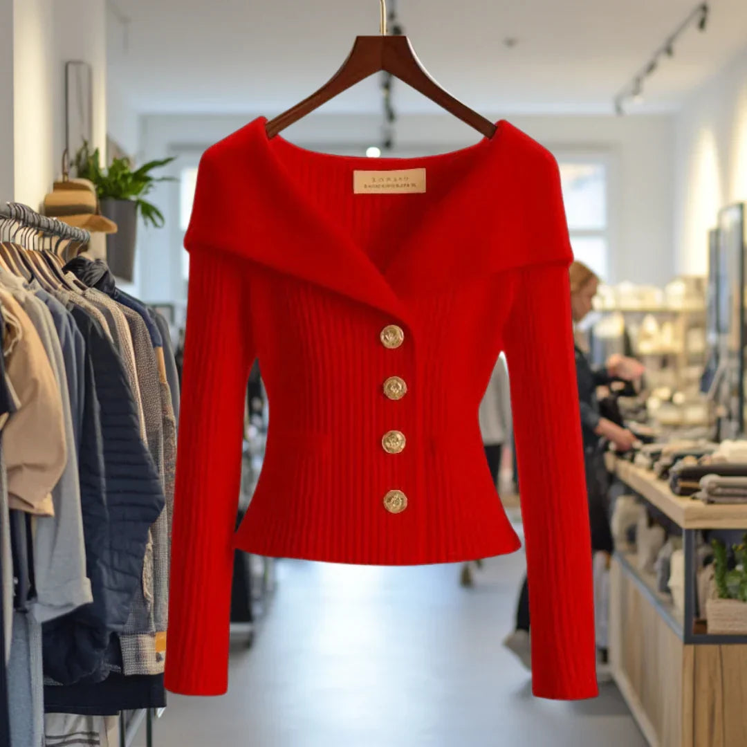 MORGANE — Cardigan Boutonné à Col Large