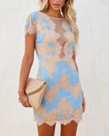 Robe Transparente en Dentelle et Tulle, Col Rond