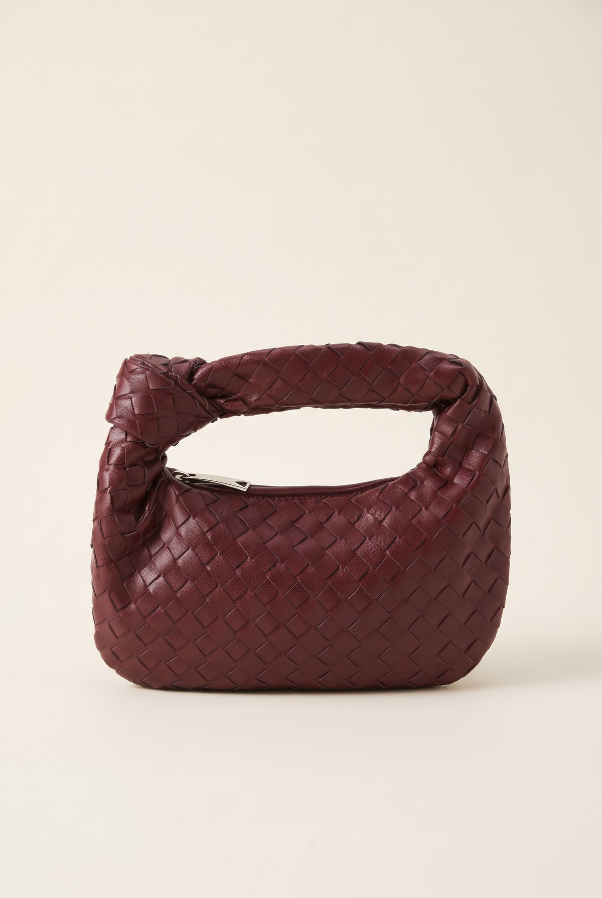 Mini sac tressé en effet cuir - Bordeaux