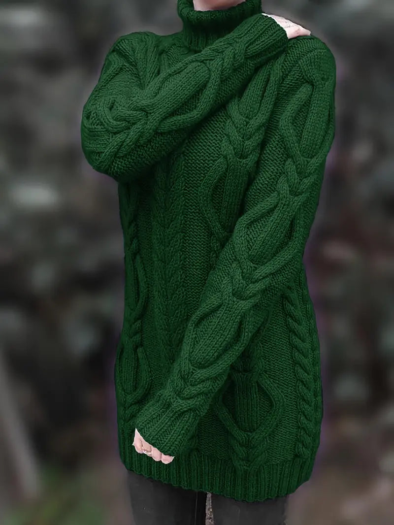 MADELEINE — Robe à Col Roulé en Maille Torsadée