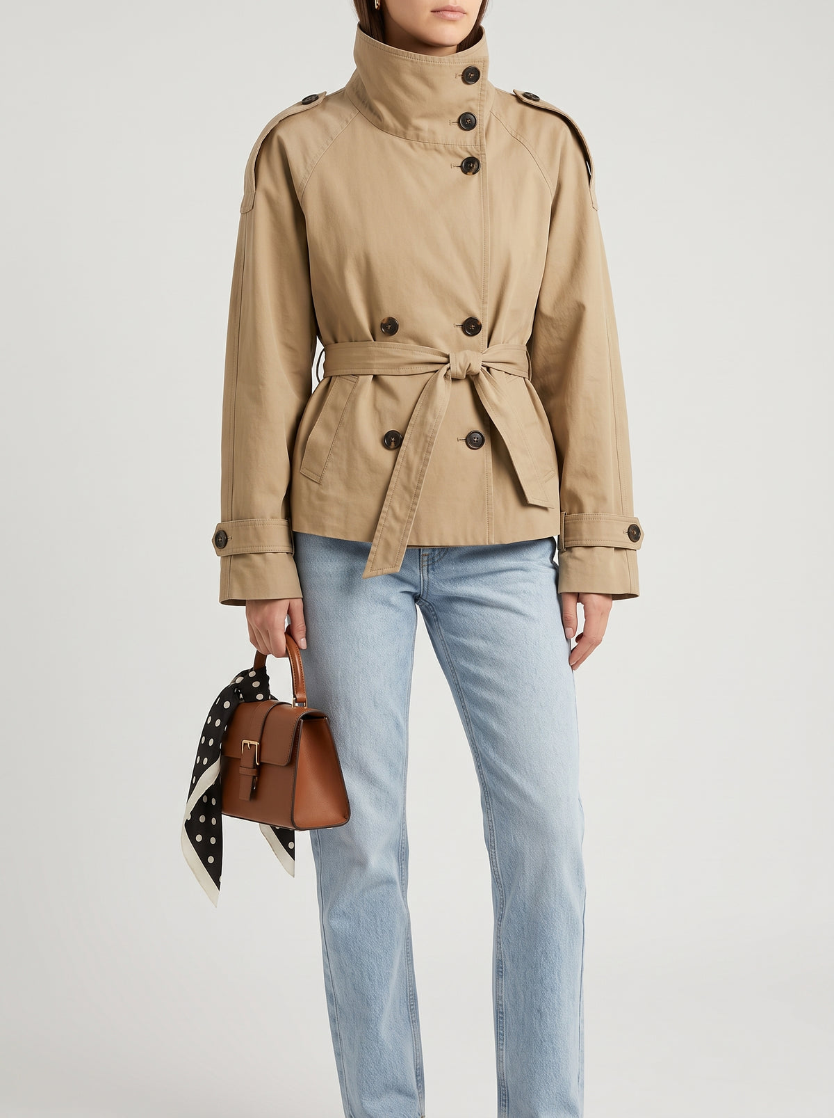 Kara High Neck Short Trench Coat - Trench