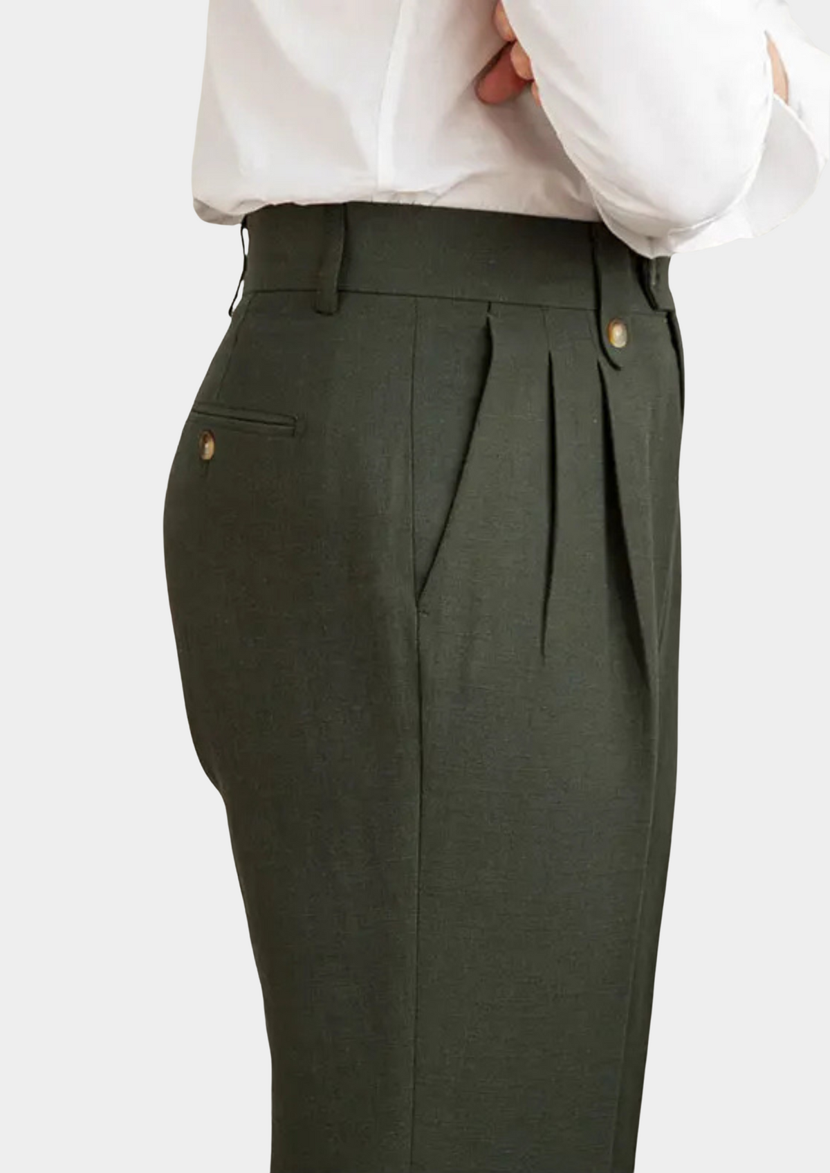 Pantalon côtier à pinces Cagliari olive