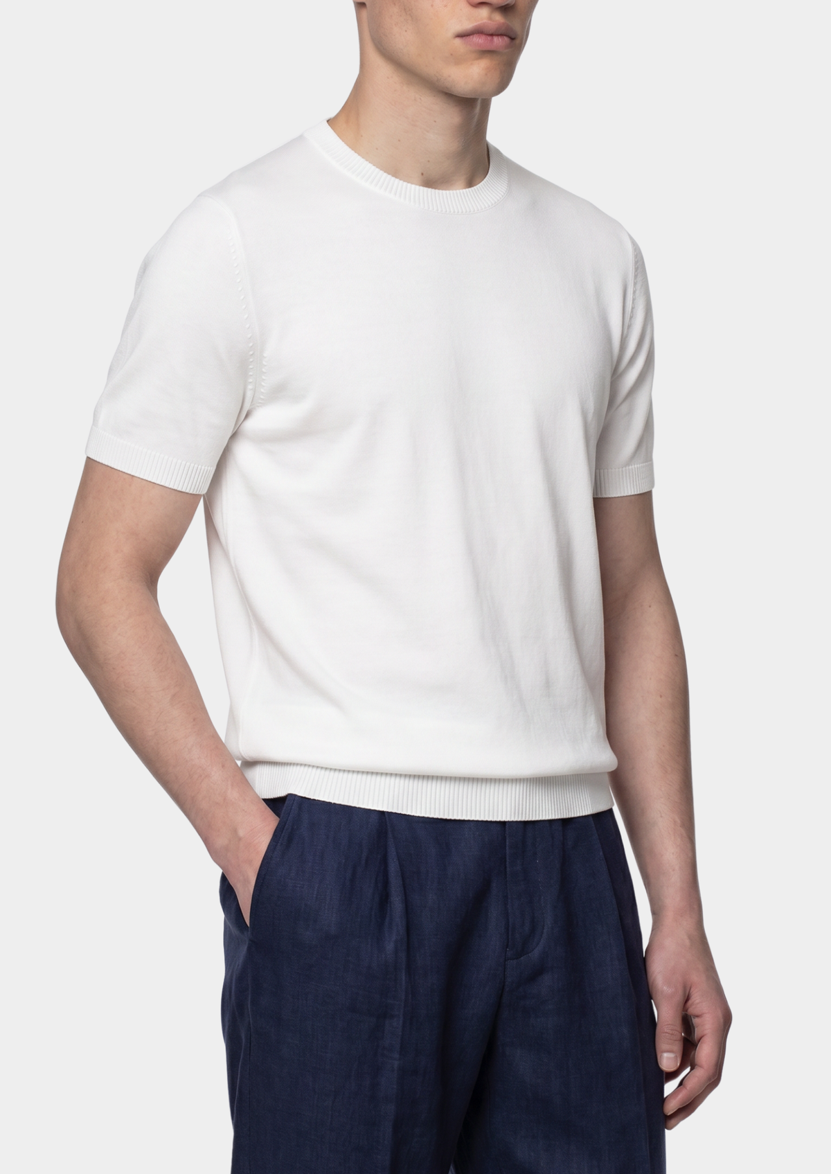T-Shirt essentiel col rond en maille blanc