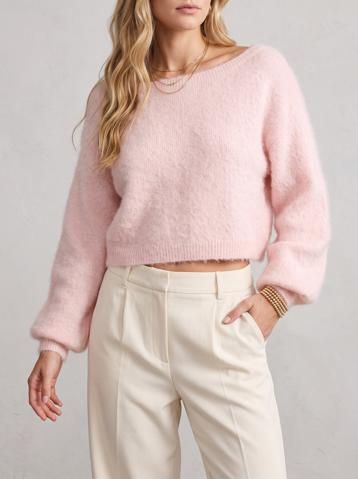 Meryl Soft Knit Off-The-Shoulder Jumper - Pink