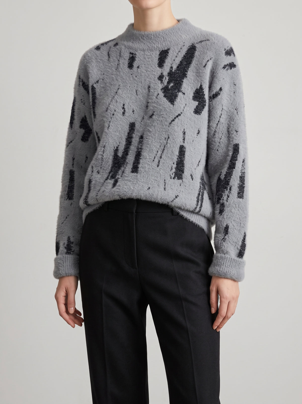 ALBERTINE — Brushstroke Print Jumper - Grey