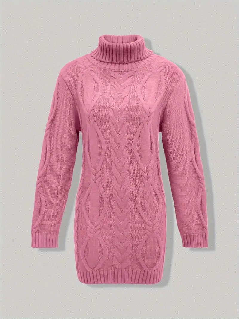 MADELEINE — Robe à Col Roulé en Maille Torsadée