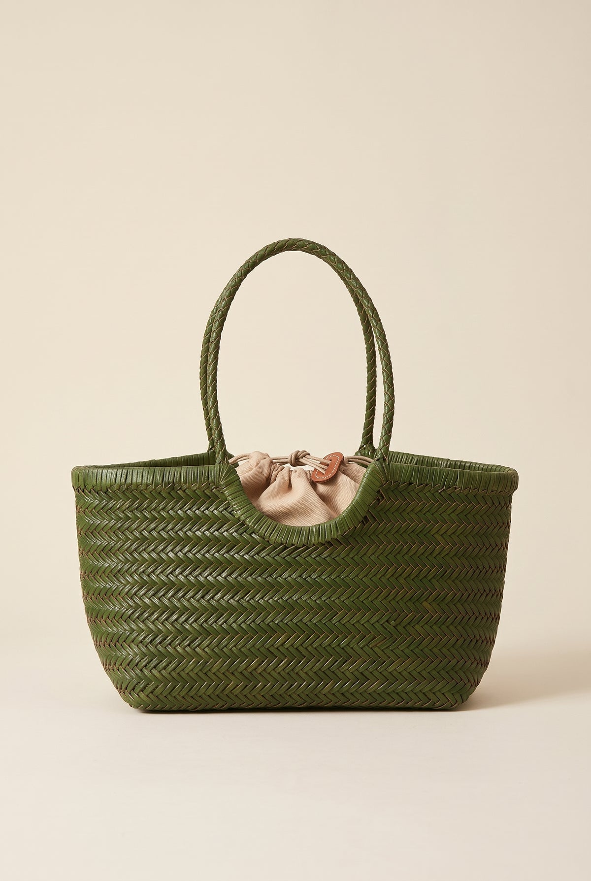 Bianca Woven Synthetic Tote — Green