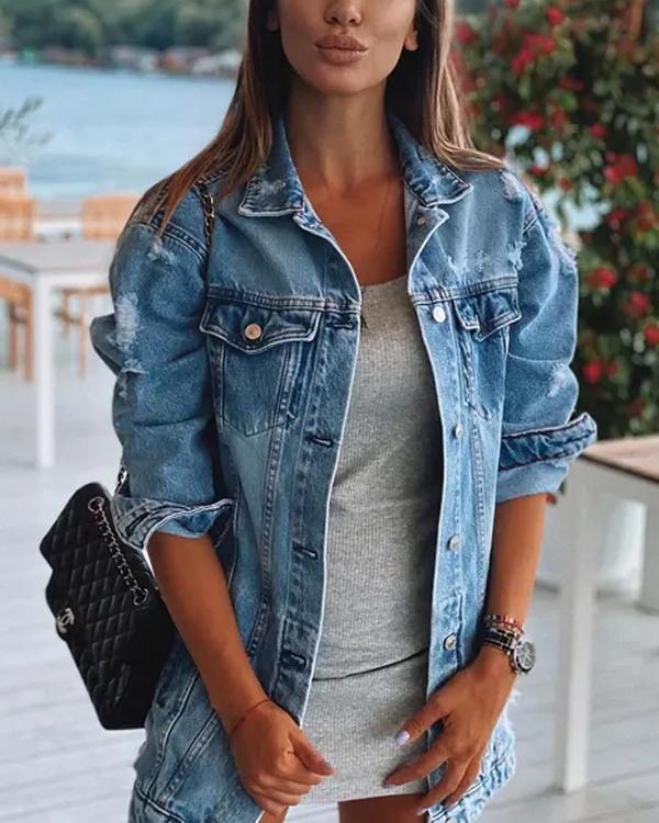 Veste en Jean Rétro Streetwear