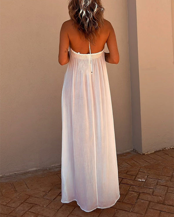 Robe Longue de Fête, Ruban Doré, Lacets