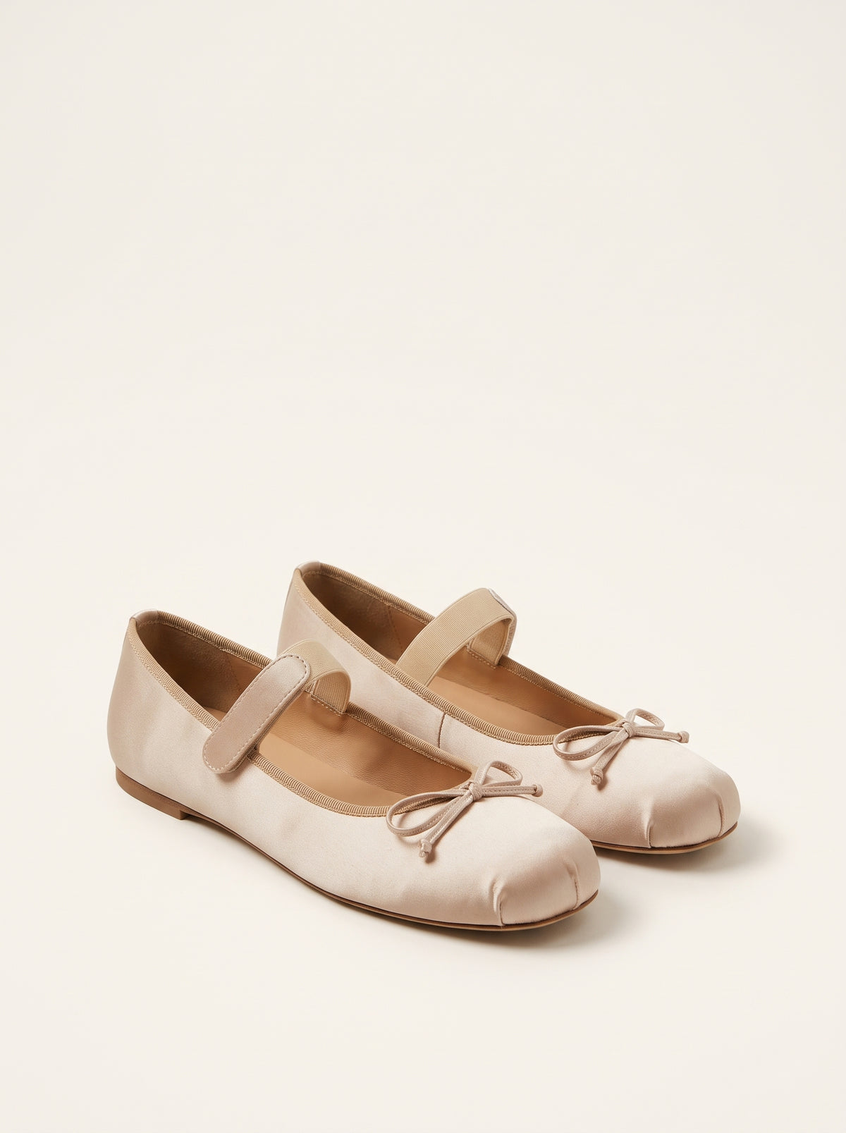 Ballerines Pamela en satin à nœud - Beige