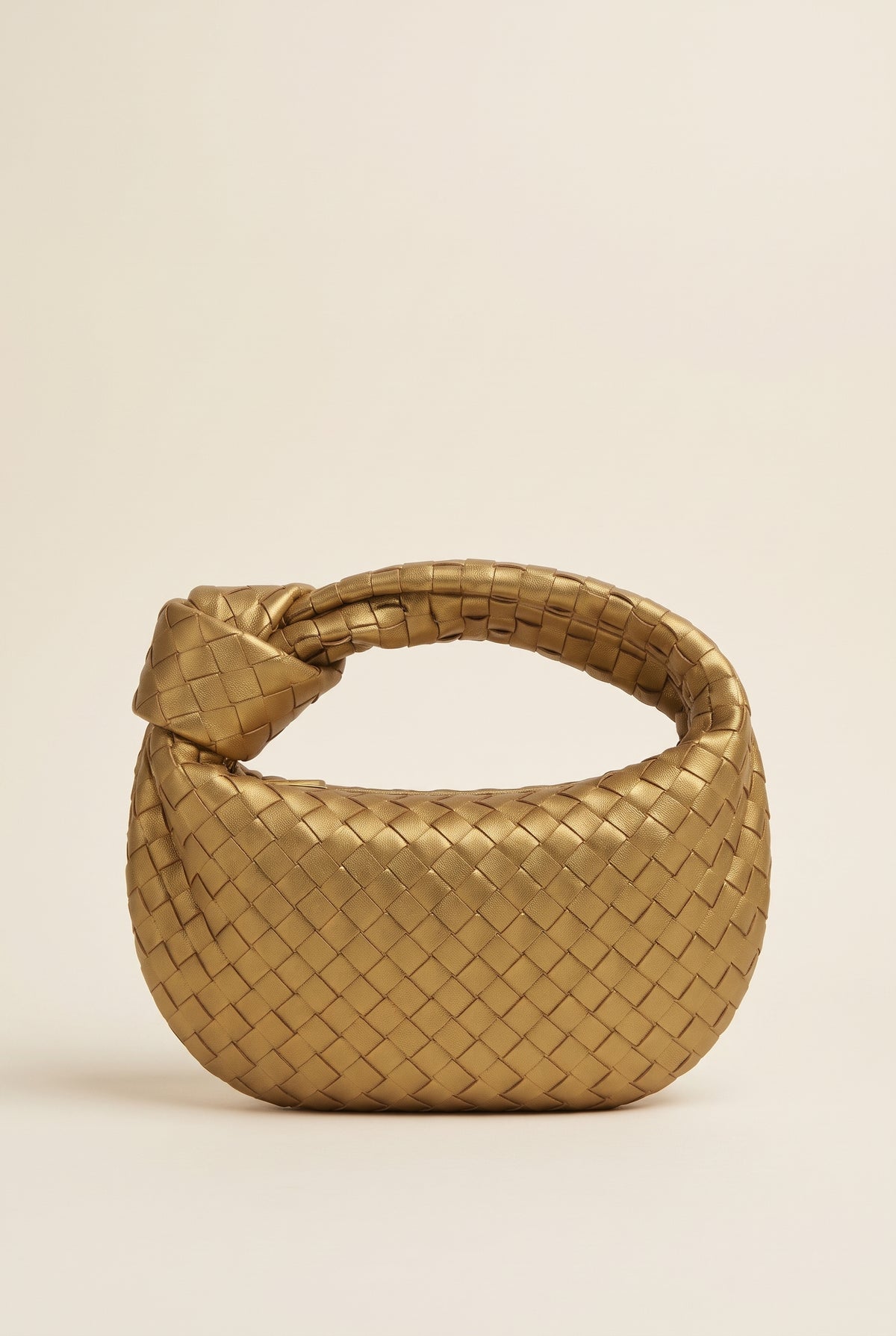 Mini sac tressé en effet cuir - Doré