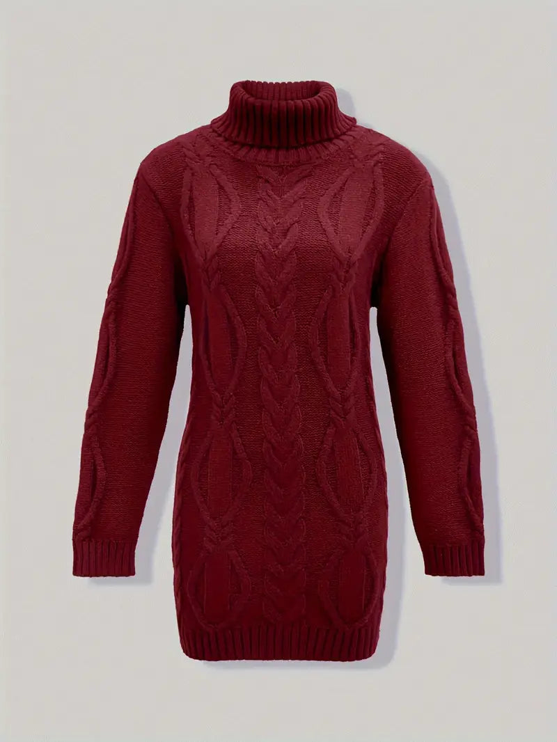 MADELEINE — Robe à Col Roulé en Maille Torsadée