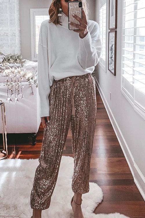 Pantalon de Soirée à Sequins, Style Jogging (SOLDE)