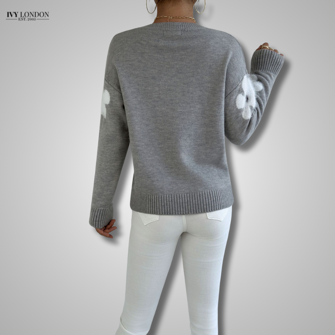 AGATHE — Pull en Maille à Motif Floral