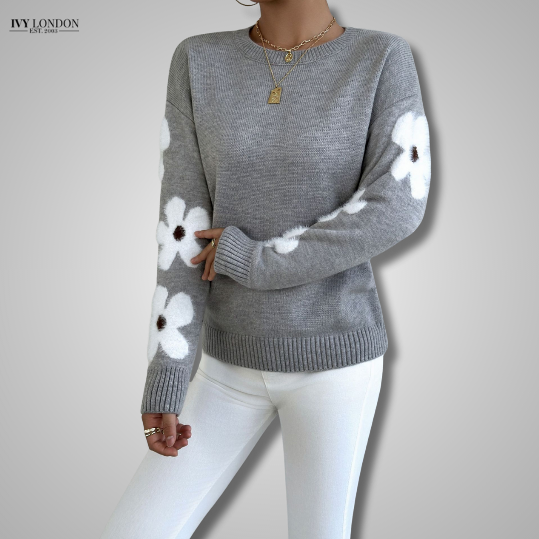 AGATHE — Pull en Maille à Motif Floral