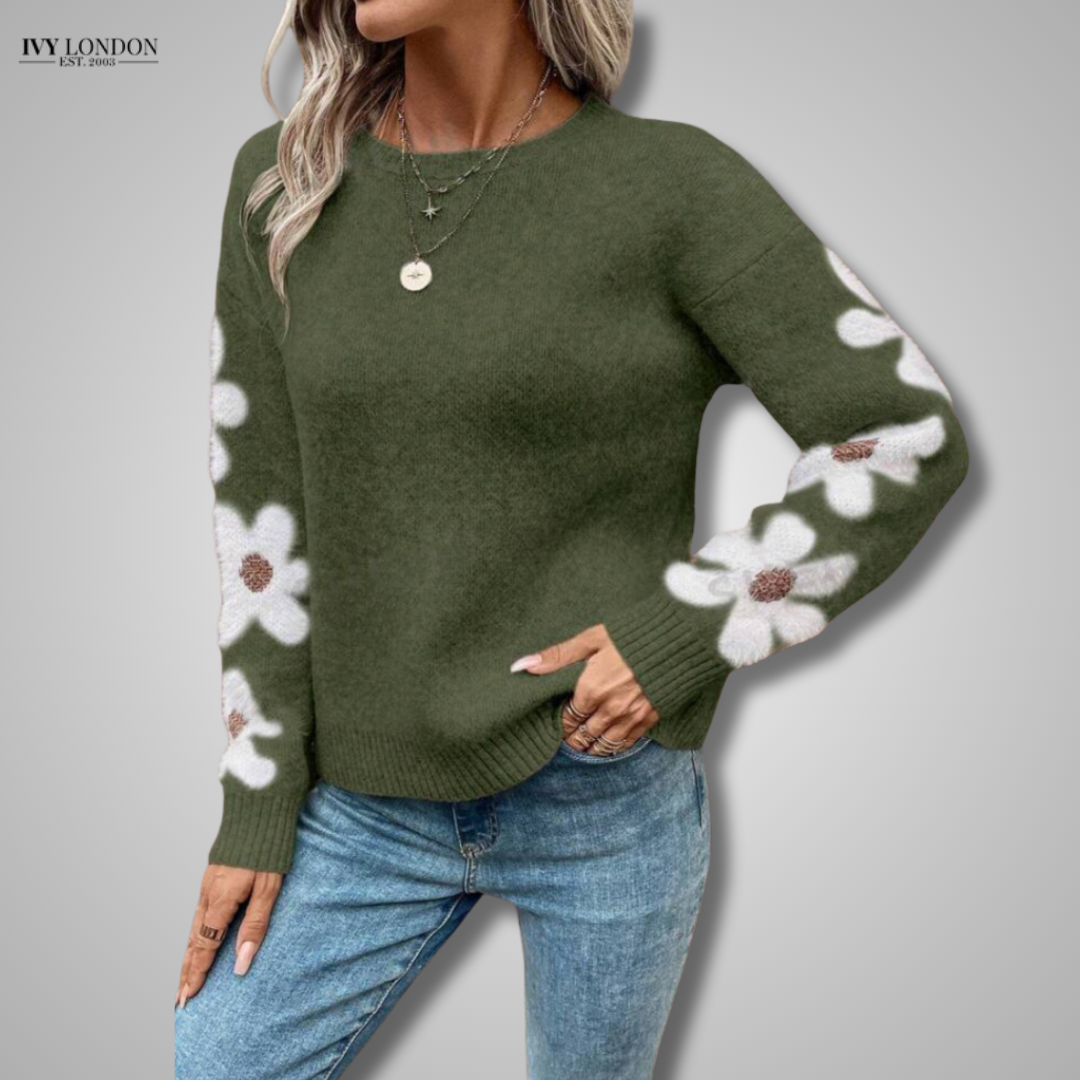 AGATHE — Pull en Maille à Motif Floral