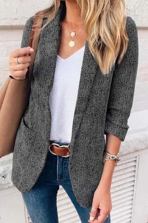 Manteau Tailleur Blazer Classique, Gris Fumé