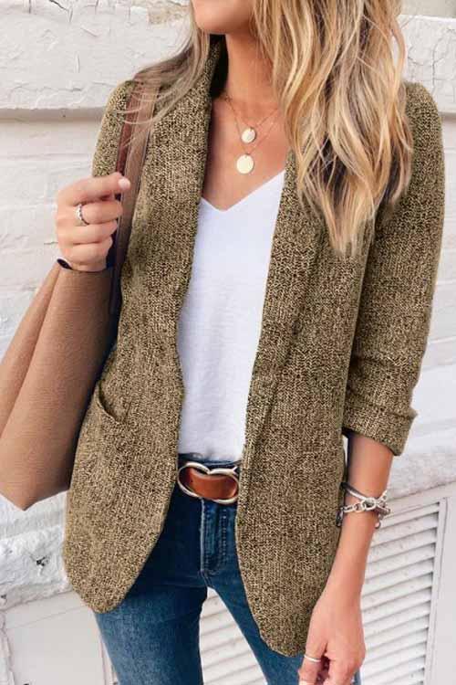 Manteau Tailleur Blazer Classique, Gris Fumé