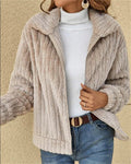 Manteau Polaire Doux à Revers, Zippé