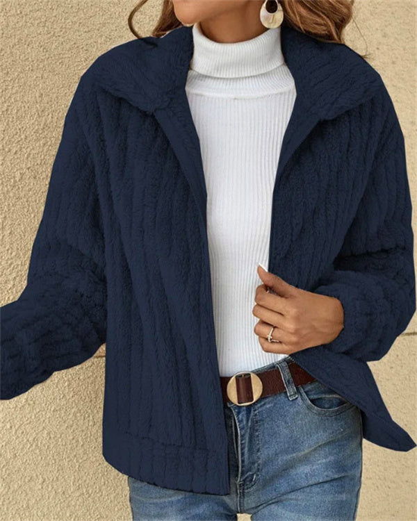 Manteau Polaire Doux à Revers, Zippé